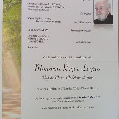 Roger Legros nous a quitté.
