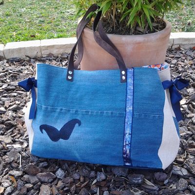 Sac cabas réversible en jeans 