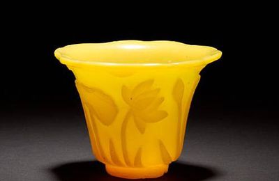 An Imperial-yellow monochrome Peking glass cup, 19th century