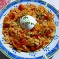 One pot pasta aux poivrons, poulet et mozzarella