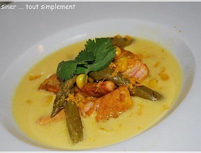 Saumon grillé au jus de Maïs et Noix de Coco