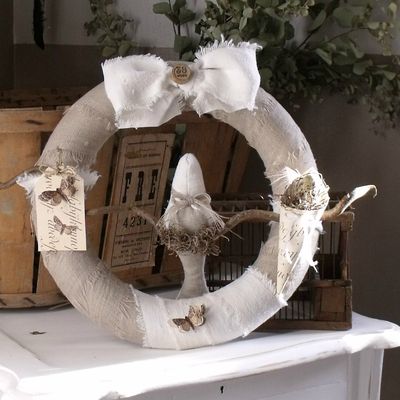 COURONNE NID DIAMETRE 30 CM LIN NATUREL...LINGE