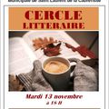 Invitation au Cercle littéraire du 13 novembre 2018