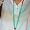 ★ Sautoir turquoise orange & son pompon ★