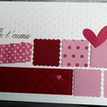 Carte de St Valentin girly en rose et rouge