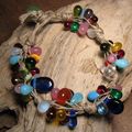 Bracelet lin et gouttes de verre