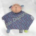 Doudou Peluche Plat Mouton Brebis Blanc Interieur Bleu Triangle Premaman Orchestra