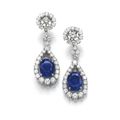 Pair of 13.24 and 15.05 carats Burmese sapphire and diamond ear clips