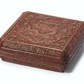 A Carved Cinnabar Lacquer Box and Cover, Mark and Period of Wanli, Dated in Accordance with 1595