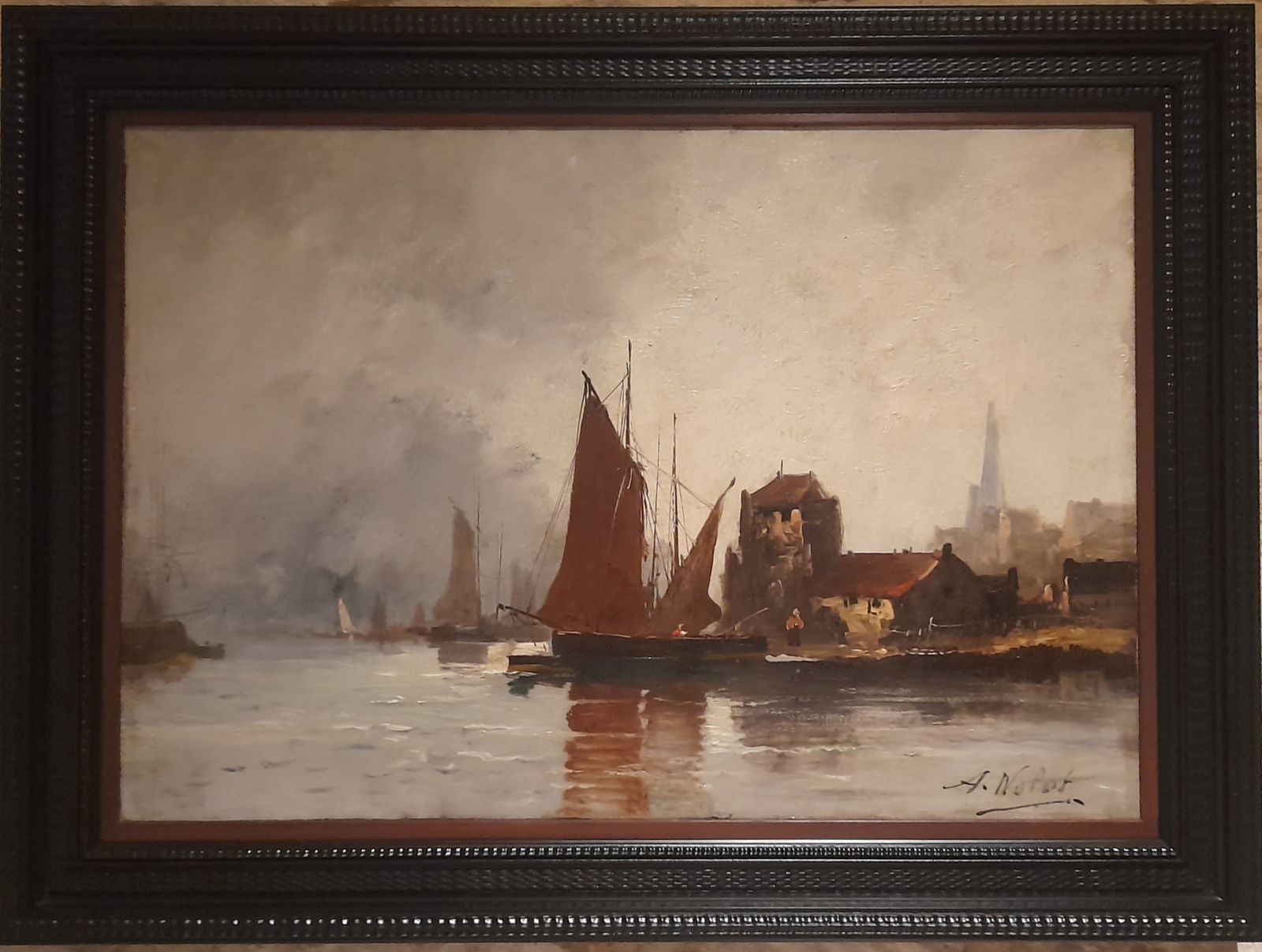 Bareaux Normands de Albert Nolet après restauration encadré