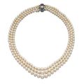 Natural pearl, gem set and diamond necklace, Petochi