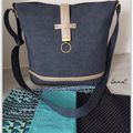 Sac seau simili bleu et bronze