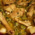 Tajine de poulet au citron confit et aux fèves (cuisson au four)