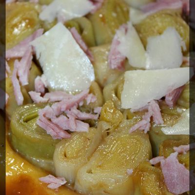 P'tite tatin de poireaux au jambon