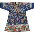 A blue-ground silk embroidered 'dragon' robe, jifu, 19th century