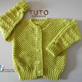 TUTO tricot bb GILET bebe modele layette bébé et patron a tricoter Explications brassière, bonnet, bloomer, chaussons