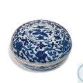 A blue and white cosmetic box and cover, Wanli six-character mark in underglaze blue within a double circle and of the period