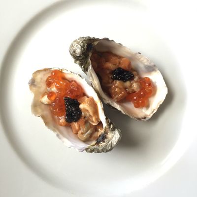 Tartare d'huitres Ostra Regal, oursin, saumon,