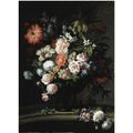 Antoine Monnoyer, detto il Giovane. Natura morta con rose centifolia, peonie, anemoni, lillà e papavero in un vaso 