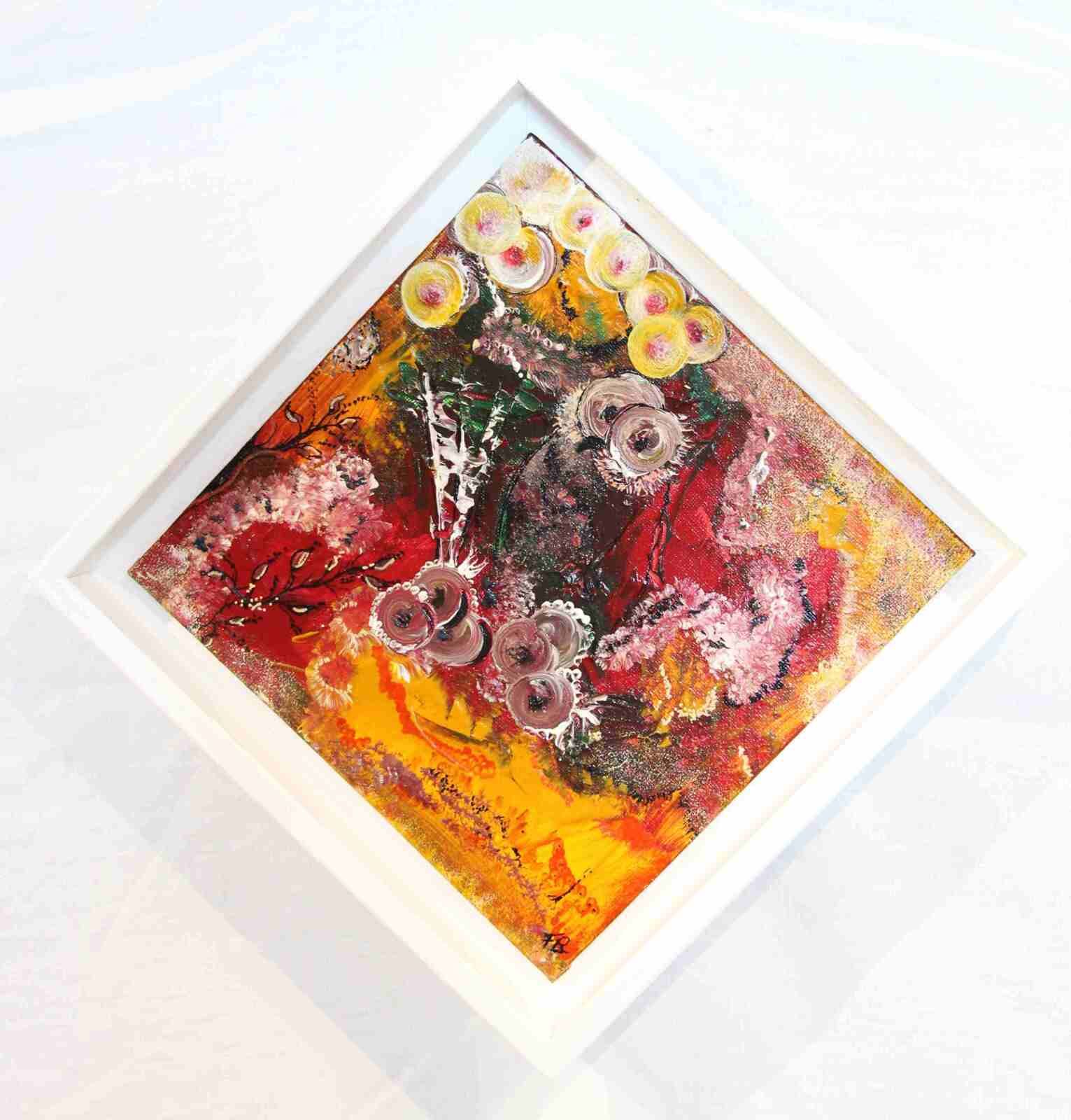  Bulles de rêve » N°  219   20X 20 cm Acryl 2022 – carton toilé, cadre blanc,