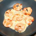 Gambas  (grosses crevettes) sauce à l'oseille