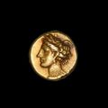 A beautiful ancient Punic electrum (a gold/silver alloy) stater from the city of Carthage, struck circa 300 B.C. in Carthage.