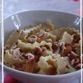 - Pâtes aux girolles, lardons et noisettes -