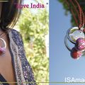 "Love India" Collier Pendentif Anneau & perle fimo Marron/Rose "love and be loved"