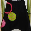 2 ans sarouel fille noir printemps déco rose fushia vert pomme