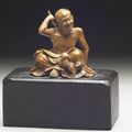 Boxwood sculpture of a lohan scratching his back, 18th century