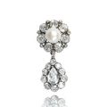 A natural pearl and diamond brooch-pendant, third quarter of the 19th century