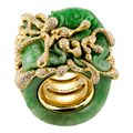 Jade and Diamond in 18K Gold ring by Tony Duquette