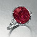 A cushion-cut ruby and diamond ring