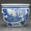 A blue and white jardinière, Transitional period, circa 1640-1650