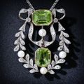 Antique Peridot, Diamond and Pearl Necklace