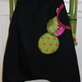 5 ans sarouel fille noir déco rose fushia vert pomme automne hiver création originale