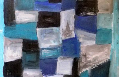 Composition en briques bleues (acrylique sur toile)