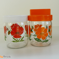 Vintage ... Pots en verre style HENKEL 45cl * Fleurs 