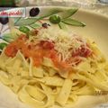 Tagliatelle maison ,sauce tomates,lardons.