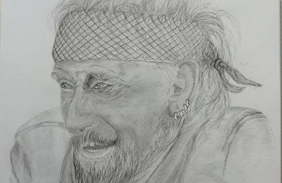 Dessin portrait de star : Johnny Hallyday ....souvenir ...4 ans ...