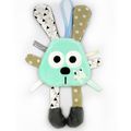 Doudou lapin plat turquoise gris marron