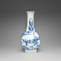 A blue and white octagonal bottle vase, Chongzhen