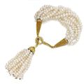 Freshwater pearl and diamond 'Hindu' tassel bracelet, René Boivin, circa 1950