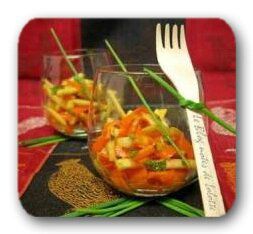 Verrine carottes pommes vinaigrette au miel et au curry