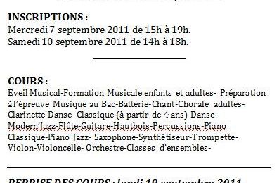 La rentrée de septembre à l'école de musique et de danse