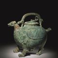 Bronze ritual pouring vessel, he, in the form of a winged animal, China, Eastern Zhou, Warring States period, 475 - 221 BC