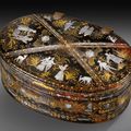 An oval tortoiseshell, mother-of-pearl and gold piqué box, Naples, first half 18th century