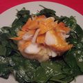 effeuillé de haddock, purée à l'échalotte, salade d'épinard