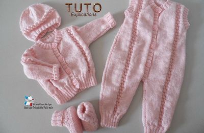 TUTO tricot bb FACILE et PREMA BOUTIQUE bebe modele layette bébé et patron a tricoter Explications brassière, bonnet, chaussons