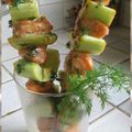 Brochettes de saumon au concombre